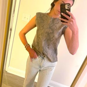NWT ZARA faux leather snakeskin shoulder pad tank